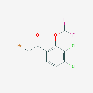 molecular formula C9H5BrCl2F2O2 B1411316 3',4'-Dichloro-2'-(difluoromethoxy)phenacyl bromide CAS No. 1803717-63-6