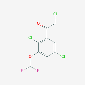 molecular formula C9H5Cl3F2O2 B1411317 2',5'-Dichloro-3'-(difluoromethoxy)phenacyl chloride CAS No. 1806301-42-7