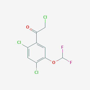molecular formula C9H5Cl3F2O2 B1411318 2',4'-Dichloro-5'-(difluoromethoxy)phenacyl chloride CAS No. 1804516-92-4