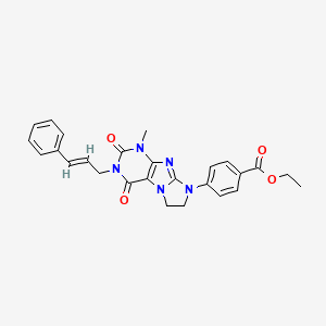 ethyl 4-[4-methyl-1,3-dioxo-2-[(E)-3-phenylprop-2-enyl]-7,8-dihydropurino[7,8-a]imidazol-6-yl]benzoate