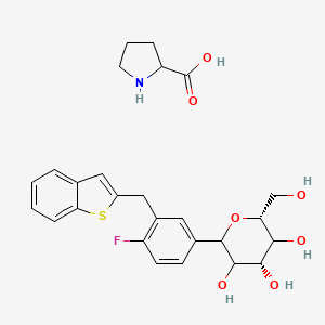 (4R,6R)-2-[3-(1-benzothiophen-2-ylmethyl)-4-fluorophenyl]-6-(hydroxymethyl)oxane-3,4,5-triol;pyrrolidine-2-carboxylic acid