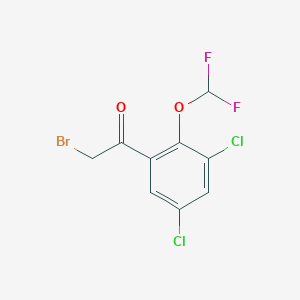 molecular formula C9H5BrCl2F2O2 B1411325 3',5'-Dichloro-2'-(difluoromethoxy)phenacyl bromide CAS No. 1803832-65-6