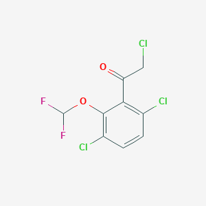 molecular formula C9H5Cl3F2O2 B1411326 3',6'-Dichloro-2'-(difluoromethoxy)phenacyl chloride CAS No. 1805125-52-3