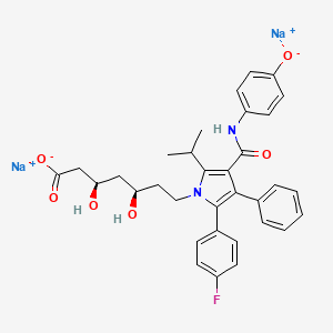 molecular formula C33H33FN2Na2O6 B14113290 disodium;(3R,5R)-7-[2-(4-fluorophenyl)-4-[(4-oxidophenyl)carbamoyl]-3-phenyl-5-propan-2-ylpyrrol-1-yl]-3,5-dihydroxyheptanoate 