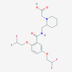 molecular formula C19H24F4N2O5 B14113300 2-[[[2,5-Bis(2,2-difluoroethoxy)benzoyl]amino]methyl]-1-piperidineacetic acid CAS No. 905808-62-0