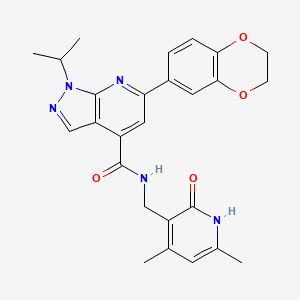 1H-Pyrazolo[3,4-b]pyridine-4-carboxaMide, 6-(2,3-dihydro-1,4-benzodioxin-6-yl)-N-[(1,2-dihydro-4,6-diMethyl-2-oxo-3-pyridinyl)Methyl]-1-(1-Methylethyl)-