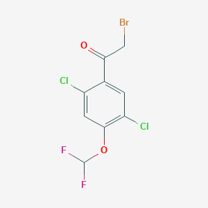 molecular formula C9H5BrCl2F2O2 B1411332 2',5'-Dichloro-4'-(difluoromethoxy)phenacyl bromide CAS No. 1807037-65-5