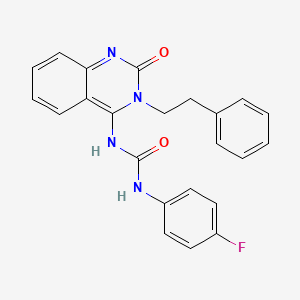 (E)-1-(4-fluorophenyl)-3-(2-oxo-3-phenethyl-2,3-dihydroquinazolin-4(1H)-ylidene)urea