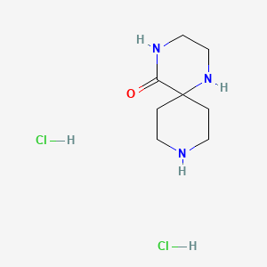 molecular formula C8H17Cl2N3O B1411341 1,4,9-三氮杂螺[5.5]十一烷-5-酮二盐酸盐 CAS No. 1638221-35-8
