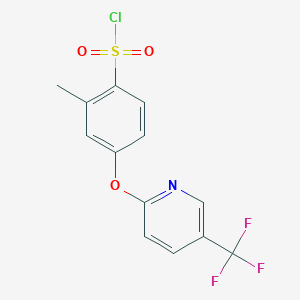 molecular formula C13H9ClF3NO3S B1411351 2-Methyl-4-(5-trifluoromethylpyridin-2-yloxy)-benzenesulfonyl chloride CAS No. 1181761-93-2