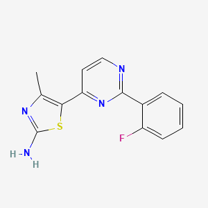 molecular formula C14H11FN4S B1411352 5-(2-(2-Fluorophenyl)pyrimidin-4-yl)-4-methylthiazol-2-amine CAS No. 1217487-21-2
