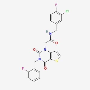 molecular formula C22H16ClF2N3O3S B14113546 N-(3-chloro-4-fluorobenzyl)-2-(3-(2-fluorobenzyl)-2,4-dioxo-3,4-dihydrothieno[3,2-d]pyrimidin-1(2H)-yl)acetamide 