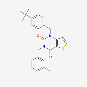 molecular formula C26H28N2O2S B14113636 1-(4-(tert-butyl)benzyl)-3-(3,4-dimethylbenzyl)thieno[3,2-d]pyrimidine-2,4(1H,3H)-dione 