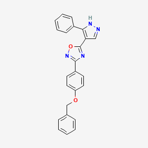 molecular formula C24H18N4O2 B14113657 3-(4-(benzyloxy)phenyl)-5-(3-phenyl-1H-pyrazol-4-yl)-1,2,4-oxadiazole 