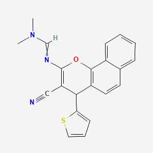 molecular formula C21H17N3OS B14113724 N'-(3-cyano-4-thiophen-2-yl-4H-benzo[h]chromen-2-yl)-N,N-dimethylmethanimidamide 