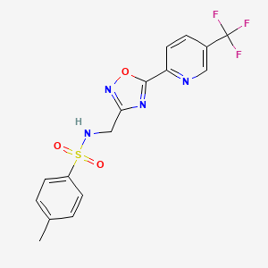 molecular formula C16H13F3N4O3S B1411382 4-Methyl-N-[5'-(5''-(trifluoromethyl)pyridin-2''-yl)--[1',2',4']oxadiazol-3'-ylmethyl]benzenesulphonamide CAS No. 1311279-46-5