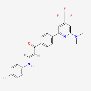 molecular formula C23H19ClF3N3O B1411386 (E)-3-(4-Chloro-phenylamino)-1-[4-(6-dimethylamino-4-trifluoromethyl-pyridin-2-yl)-phenyl]-propenone CAS No. 1311283-87-0