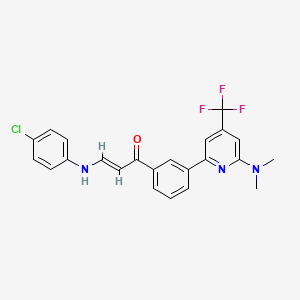 molecular formula C23H19ClF3N3O B1411388 (E)-3-(4-Chloro-phenylamino)-1-[3-(6-dimethylamino-4-trifluoromethyl-pyridin-2-yl)-phenyl]-propenone CAS No. 1311284-00-0