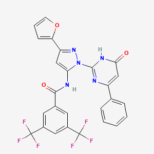 N-(3-(furan-2-yl)-1-(6-oxo-4-phenyl-1,6-dihydropyrimidin-2-yl)-1H-pyrazol-5-yl)-3,5-bis(trifluoromethyl)benzamide