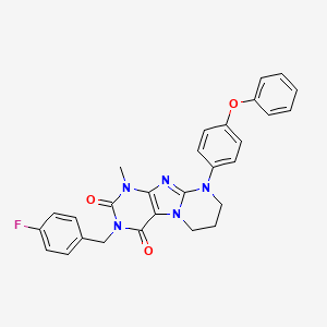 3-[(4-fluorophenyl)methyl]-1-methyl-9-(4-phenoxyphenyl)-7,8-dihydro-6H-purino[7,8-a]pyrimidine-2,4-dione