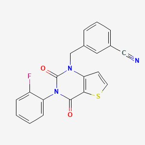 molecular formula C20H12FN3O2S B14114585 3-((3-(2-fluorophenyl)-2,4-dioxo-3,4-dihydrothieno[3,2-d]pyrimidin-1(2H)-yl)methyl)benzonitrile 