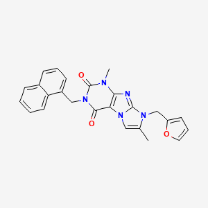 molecular formula C25H21N5O3 B14114623 8-(2-Furylmethyl)-1,7-dimethyl-3-(naphthylmethyl)-1,3,5-trihydro-4-imidazolino [1,2-h]purine-2,4-dione 