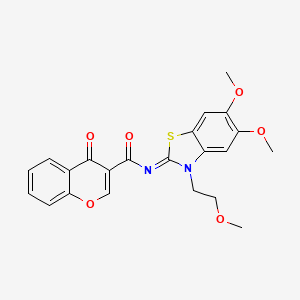 molecular formula C22H20N2O6S B14114633 (Z)-N-(5,6-dimethoxy-3-(2-methoxyethyl)benzo[d]thiazol-2(3H)-ylidene)-4-oxo-4H-chromene-3-carboxamide 