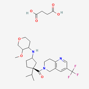 molecular formula C28H40F3N3O7 B14114636 butanedioic acid;[(1S)-3-[(3-methoxyoxan-4-yl)amino]-1-propan-2-ylcyclopentyl]-[3-(trifluoromethyl)-7,8-dihydro-5H-1,6-naphthyridin-6-yl]methanone 