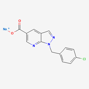 molecular formula C14H9ClN3NaO2 B1411478 sodium 1-[(4-chlorophenyl)methyl]-1H-pyrazolo[3,4-b]pyridine-5-carboxylate CAS No. 1909327-09-8