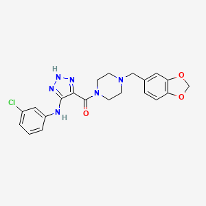 [4-(1,3-benzodioxol-5-ylmethyl)piperazin-1-yl]{5-[(3-chlorophenyl)amino]-1H-1,2,3-triazol-4-yl}methanone