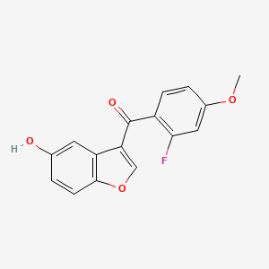molecular formula C16H11FO4 B1411521 （2-氟-4-甲氧基苯基）（5-羟基-1-苯并呋喃-3-基）甲苯酮 CAS No. 2108836-36-6