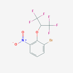 molecular formula C9H4BrF6NO3 B1411529 3-Bromo-2-(1,1,1,3,3,3-hexafluoropropan-2-yloxy)nitrobenzene CAS No. 1774894-60-8