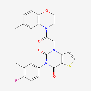 molecular formula C24H20FN3O4S B14115317 3-(4-fluoro-3-methylphenyl)-1-[2-(6-methyl-2,3-dihydro-4H-1,4-benzoxazin-4-yl)-2-oxoethyl]thieno[3,2-d]pyrimidine-2,4(1H,3H)-dione 