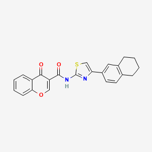 molecular formula C23H18N2O3S B14115437 4-oxo-N-(4-(5,6,7,8-tetrahydronaphthalen-2-yl)thiazol-2-yl)-4H-chromene-3-carboxamide 