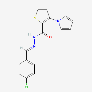 molecular formula C16H12ClN3OS B14115484 N-[(E)-(4-chlorophenyl)methylideneamino]-3-pyrrol-1-ylthiophene-2-carboxamide 