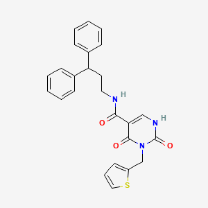 molecular formula C25H23N3O3S B14115545 N-(3,3-diphenylpropyl)-2,4-dioxo-3-(thiophen-2-ylmethyl)-1,2,3,4-tetrahydropyrimidine-5-carboxamide 