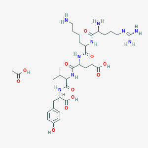 molecular formula C33H55N9O11 B14115554 acetic acid;4-[[6-amino-2-[[2-amino-5-(diaminomethylideneamino)pentanoyl]amino]hexanoyl]amino]-5-[[1-[[1-carboxy-2-(4-hydroxyphenyl)ethyl]amino]-3-methyl-1-oxobutan-2-yl]amino]-5-oxopentanoic acid 