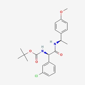 molecular formula C22H27ClN2O4 B14115665 CarbaMic acid, N-[(1R)-1-(3-chlorophenyl)-2-[[(1R)-1-(4-Methoxyphenyl)ethyl]aMino]-2-oxoethyl]-, 1,1-diMethylethyl ester 