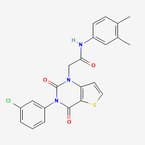 molecular formula C22H18ClN3O3S B14115675 2-(3-(3-chlorophenyl)-2,4-dioxo-3,4-dihydrothieno[3,2-d]pyrimidin-1(2H)-yl)-N-(3,4-dimethylphenyl)acetamide 