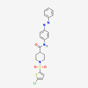 (E)-1-((5-chlorothiophen-2-yl)sulfonyl)-N-(4-(phenyldiazenyl)phenyl)piperidine-4-carboxamide