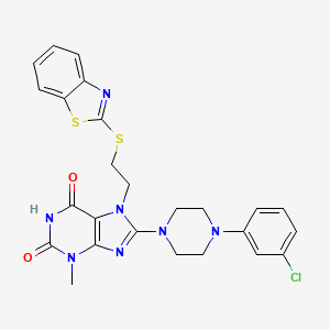 7-(2-(benzo[d]thiazol-2-ylthio)ethyl)-8-(4-(3-chlorophenyl)piperazin-1-yl)-3-methyl-1H-purine-2,6(3H,7H)-dione