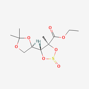 molecular formula C11H18O7S B14116369 (4S,5R)-ethyl 5-((R)-2,2-diMethyl-1,3-dioxolan-4-yl)-4-Methyl-1,3,2-dioxathiolane-4-carboxylate 2-oxide 