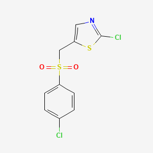 molecular formula C10H7Cl2NO2S2 B1411640 2-Chloro-5-([(4-chlorophenyl)sulfonyl]-methyl)-1,3-thiazole CAS No. 2202829-95-4