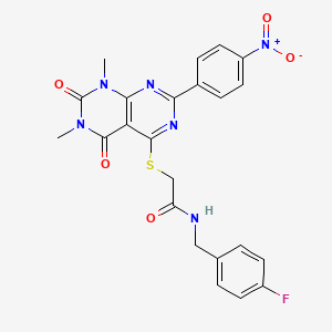 2-((6,8-dimethyl-2-(4-nitrophenyl)-5,7-dioxo-5,6,7,8-tetrahydropyrimido[4,5-d]pyrimidin-4-yl)thio)-N-(4-fluorobenzyl)acetamide