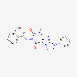 molecular formula C25H21N5O2 B14116614 4-Methyl-2-(naphthalen-1-ylmethyl)-6-phenyl-7,8-dihydropurino[7,8-a]imidazole-1,3-dione 