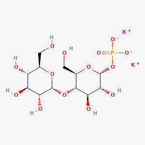 molecular formula C12H21K2O14P B14116669 dipotassium;[(2R,3R,4R,5S,6R)-3,4-dihydroxy-6-(hydroxymethyl)-5-[(2R,3R,4S,5S,6R)-3,4,5-trihydroxy-6-(hydroxymethyl)oxan-2-yl]oxyoxan-2-yl] phosphate 