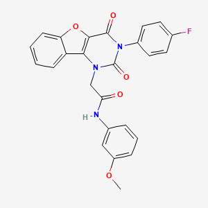 molecular formula C25H18FN3O5 B14116684 2-(3-(4-fluorophenyl)-2,4-dioxo-3,4-dihydrobenzofuro[3,2-d]pyrimidin-1(2H)-yl)-N-(3-methoxyphenyl)acetamide 