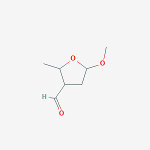 molecular formula C7H12O3 B141167 5-Methoxy-2-methyloxolane-3-carbaldehyde CAS No. 126810-41-1