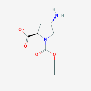 molecular formula C10H17N2O4- B14116784 (2R,4S)-4-amino-1-[(2-methylpropan-2-yl)oxycarbonyl]pyrrolidine-2-carboxylate 