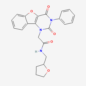 molecular formula C23H21N3O5 B14116841 2-(2,4-dioxo-3-phenyl-3,4-dihydrobenzofuro[3,2-d]pyrimidin-1(2H)-yl)-N-((tetrahydrofuran-2-yl)methyl)acetamide 